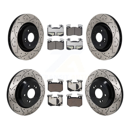 Front Rear Coated Drilled Slot Disc Brake Rotor Ceramic Pad Kit For 2022 Genesis G70 3.3L KDT-101342