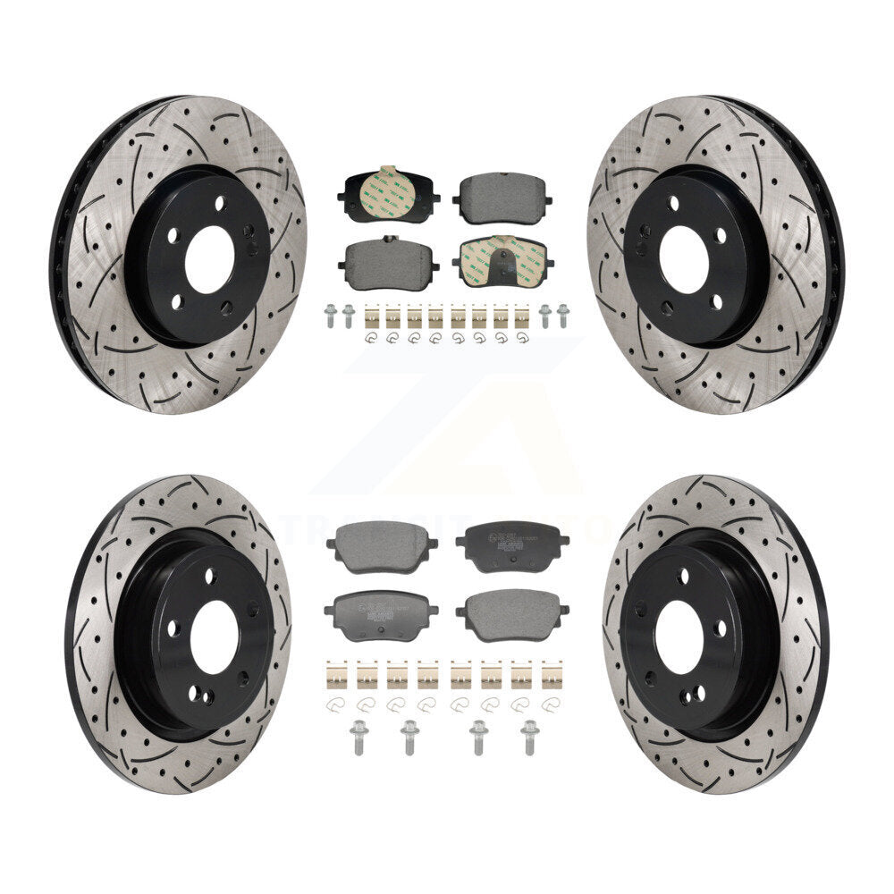 Front Rear Coat Drill Slot Disc Brake Rotor Ceramic Pad Kit For Mercedes-Benz A220 CLA250 KDT-101343