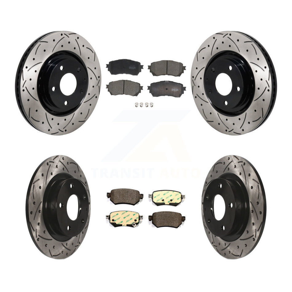 Front Rear Coat Drill Slot Disc Brake Rotor Ceramic Pad Kit For 2021 Mazda 6 Turbocharged KDT-101354