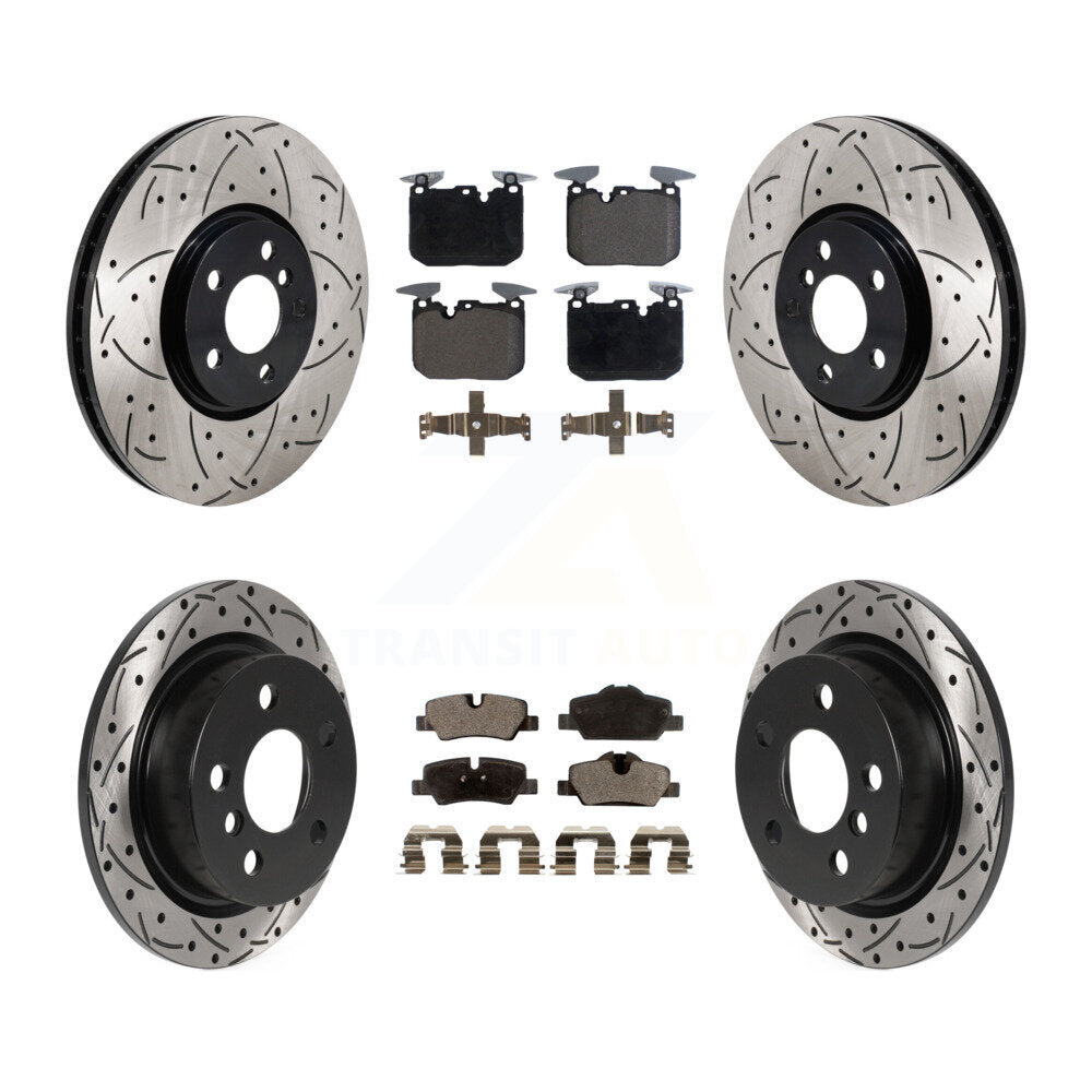 Front Rear Coated Drilled Slotted Disc Brake Rotors And Ceramic Pads Kit For Mini Cooper KDT-101357