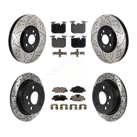 Front Rear Coated Drilled Slotted Disc Brake Rotors And Ceramic Pads Kit For Mini Cooper KDT-101357