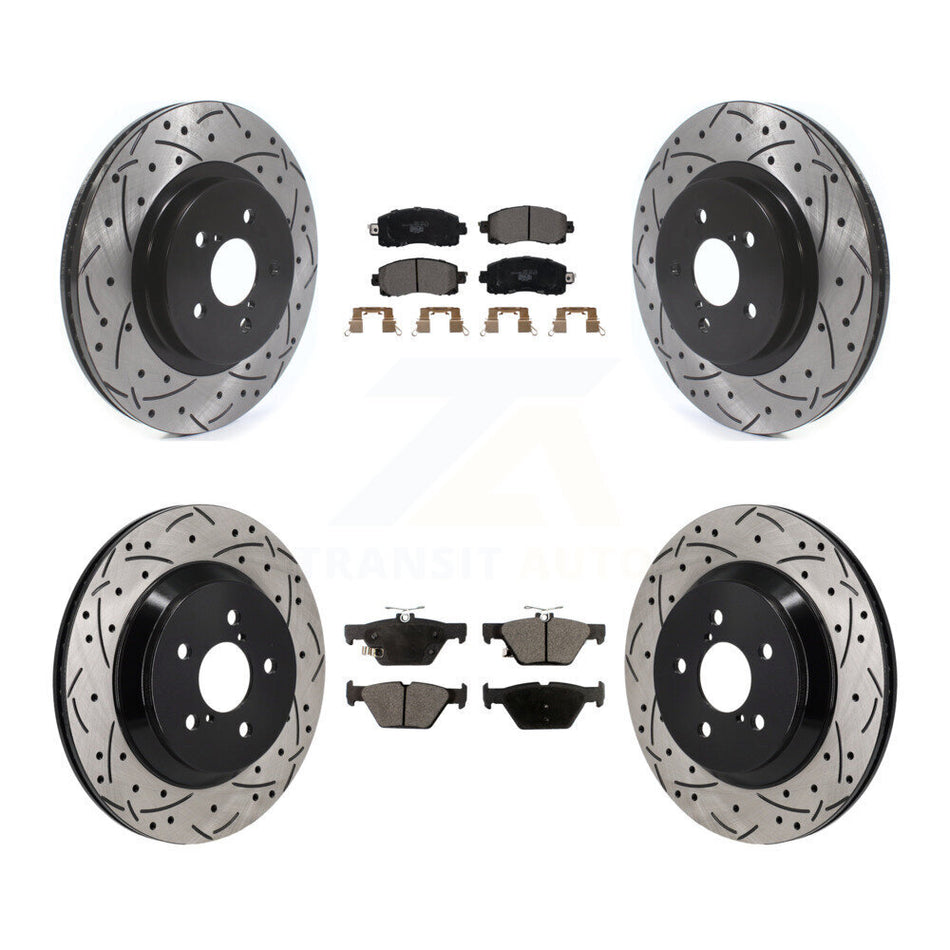 Front Rear Coated Drilled Slotted Disc Brake Rotor & Ceramic Pad Kit For Subaru Crosstrek KDT-101358