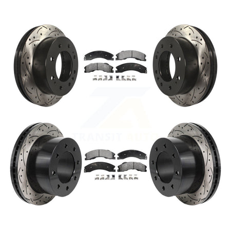 Front Rear Drilled Slot Disc Brake Rotor Ceramic Pad Kit For GMC Sierra 3500 HD Chevrolet KDT-101361