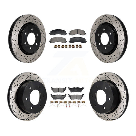 Front Rear Drilled Slot Disc Brake Rotor & Ceramic Pad Kit For 2022-2023 Ford Bronco 3.0L KDT-101365