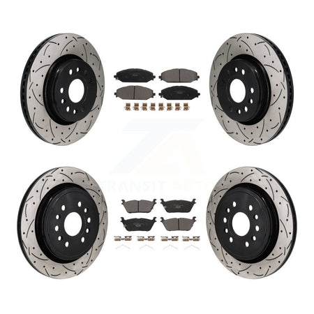 Front Rear Drill Slot Disc Brake Rotor Ceramic Pad Kit For Ram 1500 Jeep Wagoneer Grand L KDT-101366