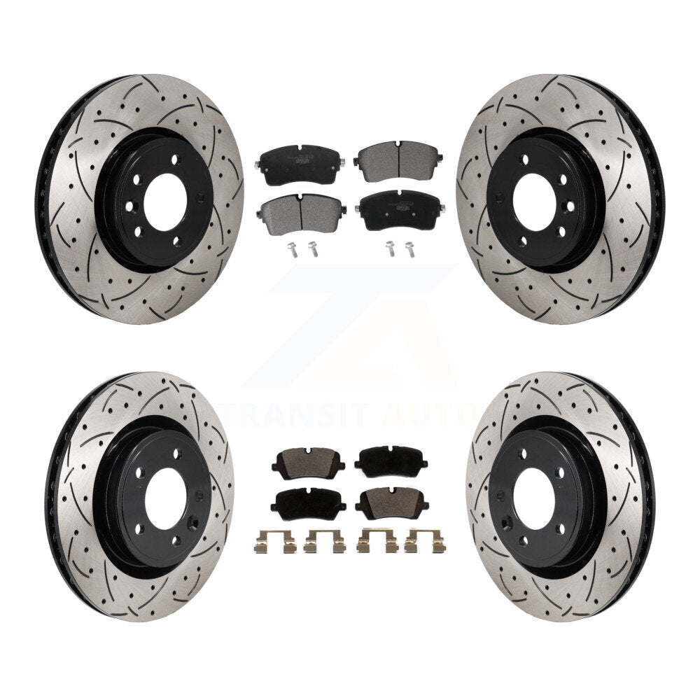 Front Rear Drilled Slot Disc Brake Rotor & Ceramic Pad Kit For Land Rover Discovery Range KDT-101368