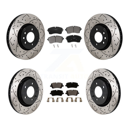 Front Rear Drilled Slot Disc Brake Rotor & Ceramic Pad Kit For Land Rover Discovery Range KDT-101368