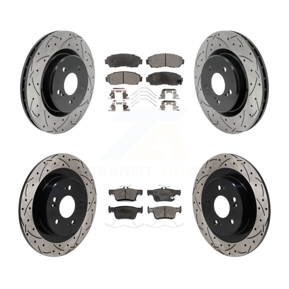 Front Rear Coat Drill Slot Disc Brake Rotors Ceramic Pad Kit For 2021-2023 Acura TLX 2.0L KDT-101369