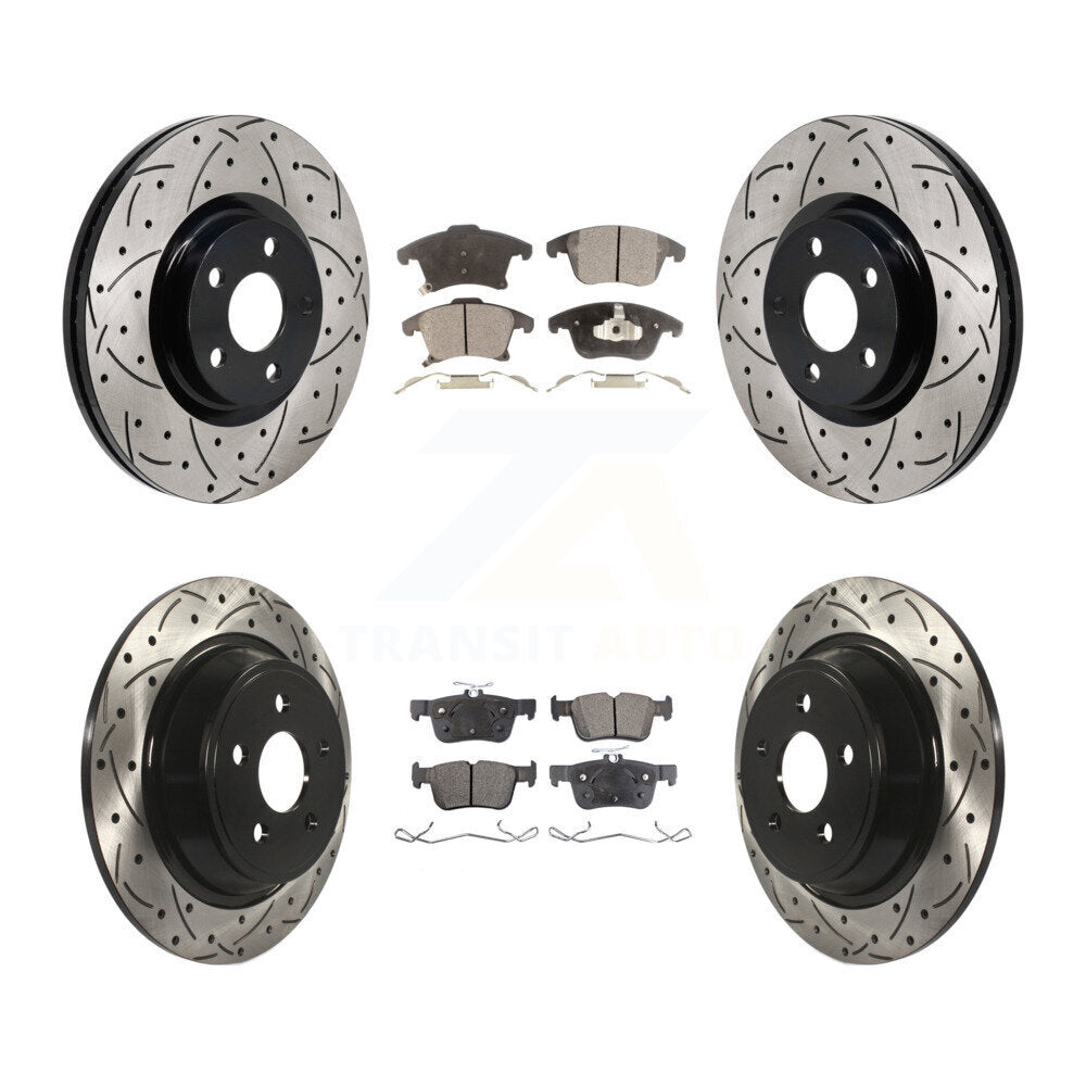 Front Rear Drilled Slot Disc Brake Rotor & Ceramic Pad Kit For 2017-2020 Lincoln MKZ 2.0L KDT-101374
