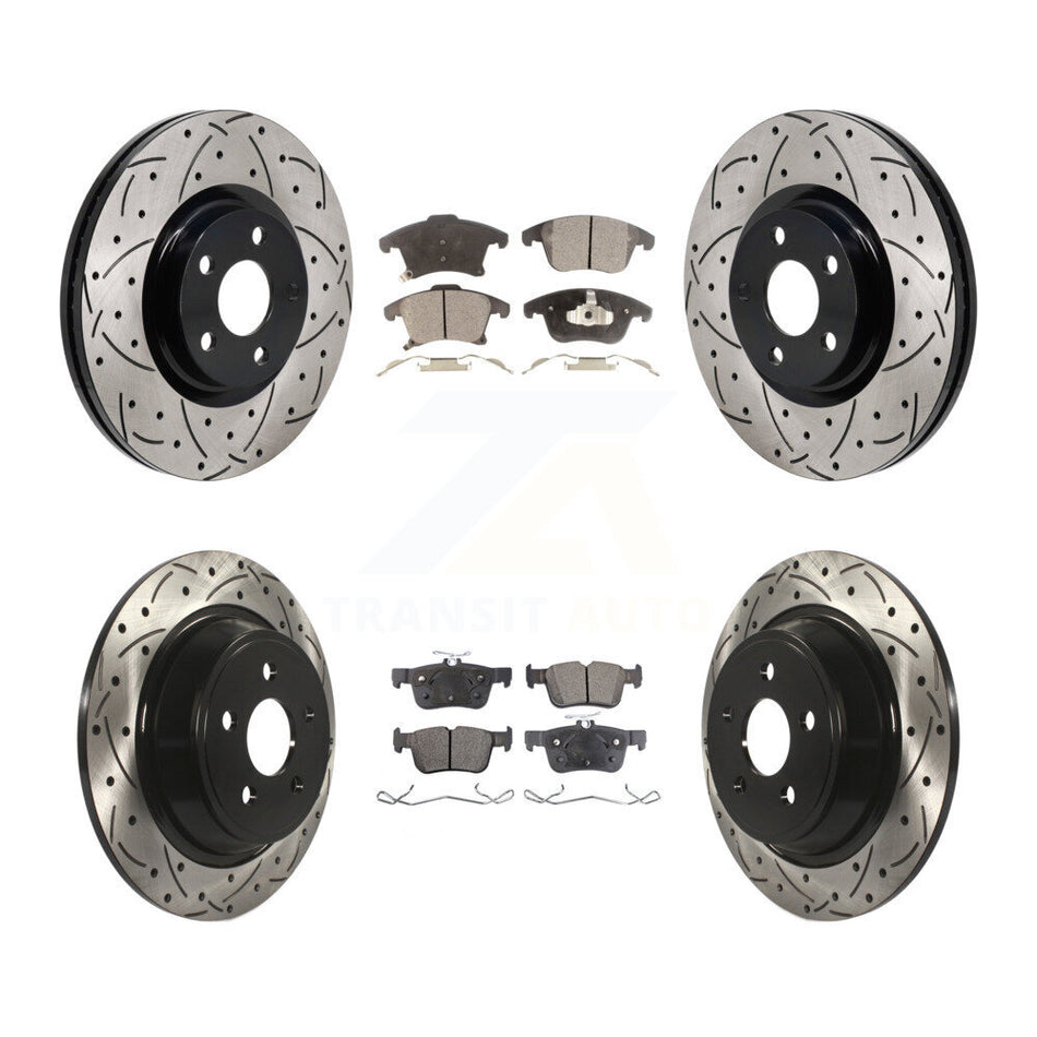 Front Rear Drilled Slot Disc Brake Rotor & Ceramic Pad Kit For 2017-2020 Lincoln MKZ 2.0L KDT-101374