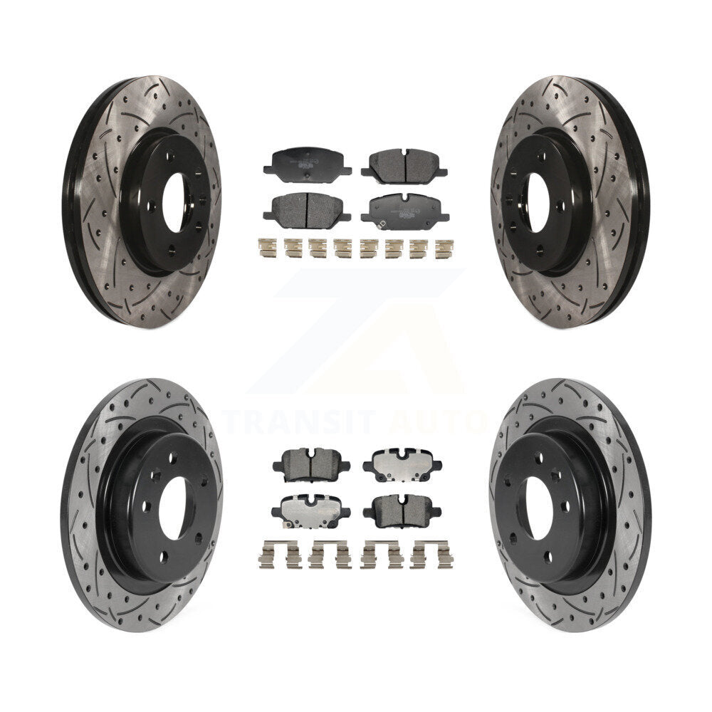 Front Rear Coated Drilled Slotted Disc Brake Rotors And Ceramic Pads Kit For GMC Terrain KDT-101378