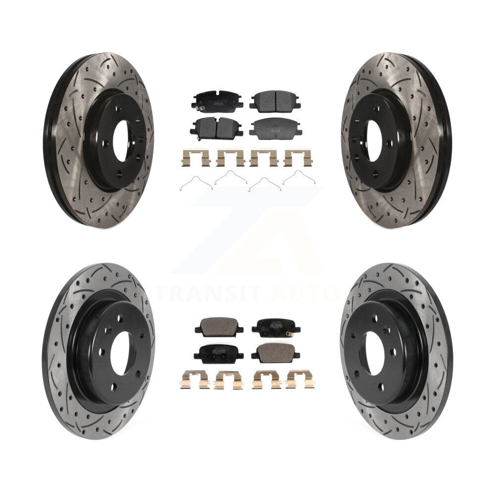 Front Rear Coated Drilled Slotted Disc Brake Rotor & Ceramic Pad Kit For Chevrolet Malibu KDT-101379
