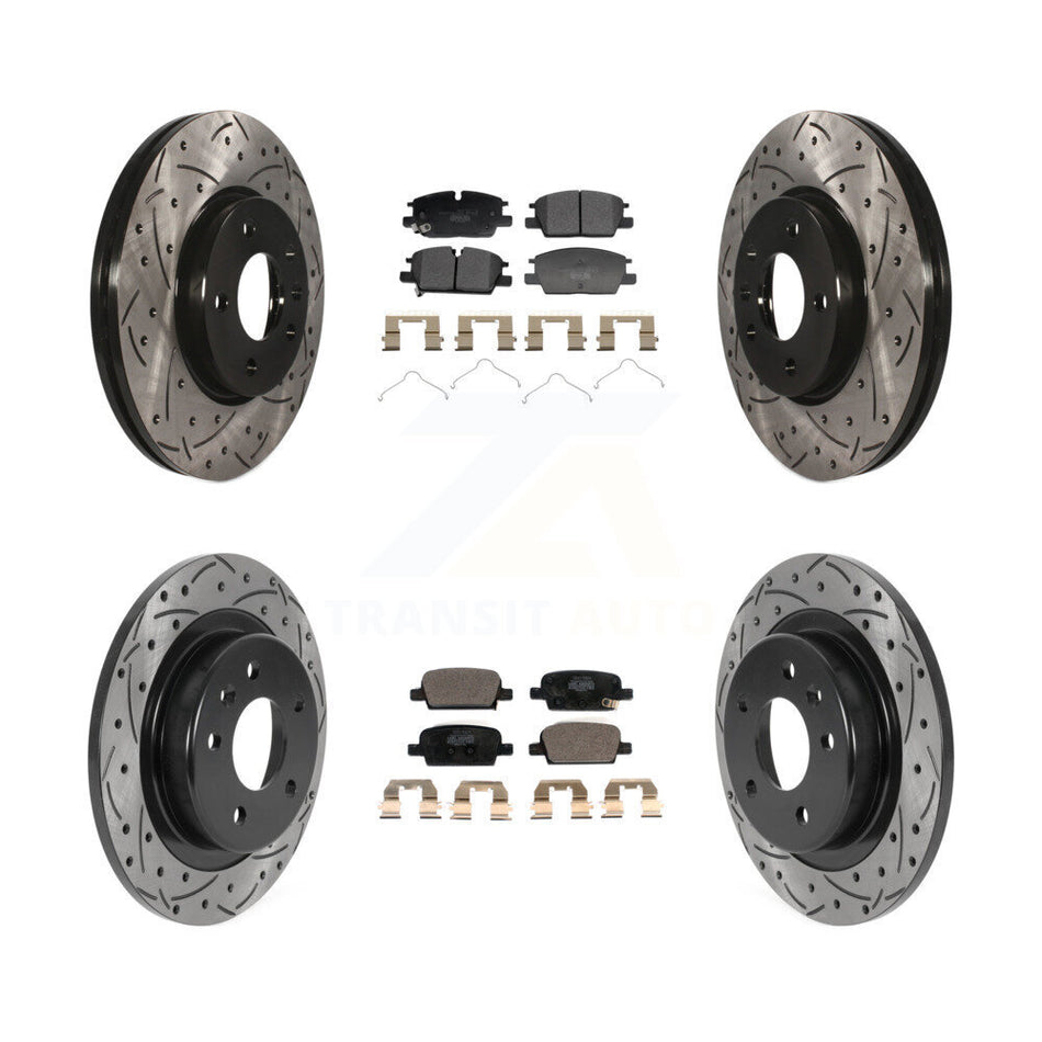 Front Rear Coated Drilled Slotted Disc Brake Rotor & Ceramic Pad Kit For Chevrolet Malibu KDT-101379
