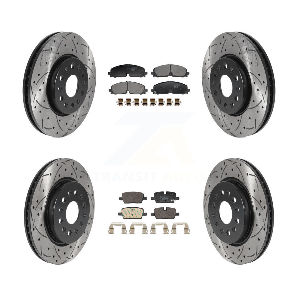 Front Rear Drill Slot Brake Rotor Ceramic Pad Kit For Chevrolet Traverse Blazer GMC Buick KDT-101381