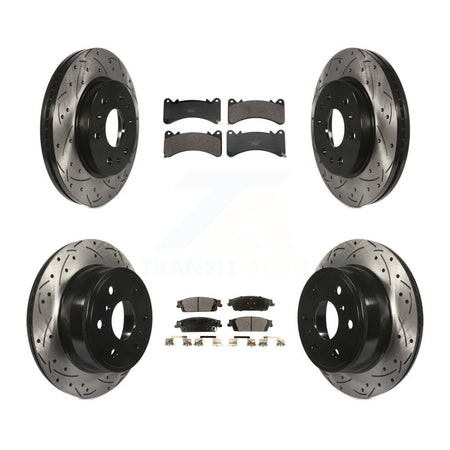 Front Rear Drill Slot Brake Rotor Ceramic Pad Kit For GMC Sierra 1500 Chevrolet Silverado KDT-101382