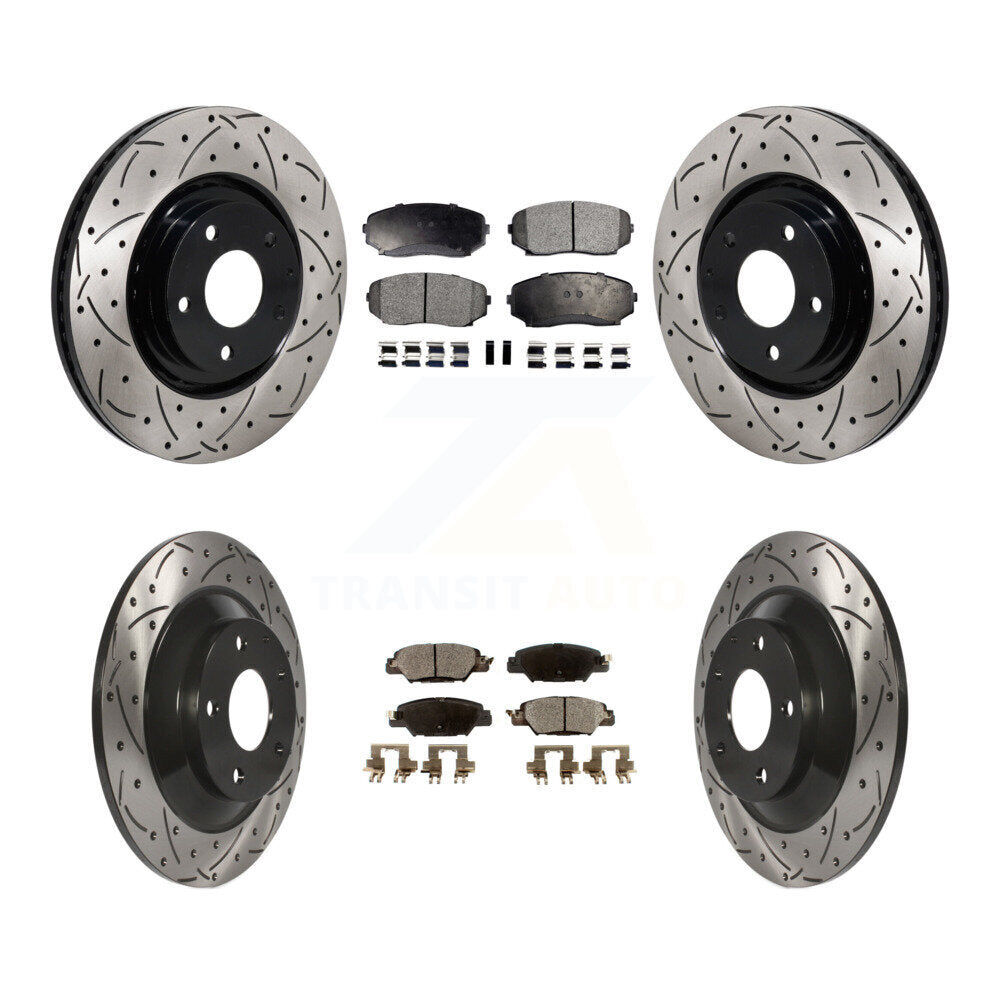 Front Rear Drilled Slot Brake Rotor Ceramic Pad Kit For 2019-2024 Mazda CX-5 Turbocharged KDT-101385