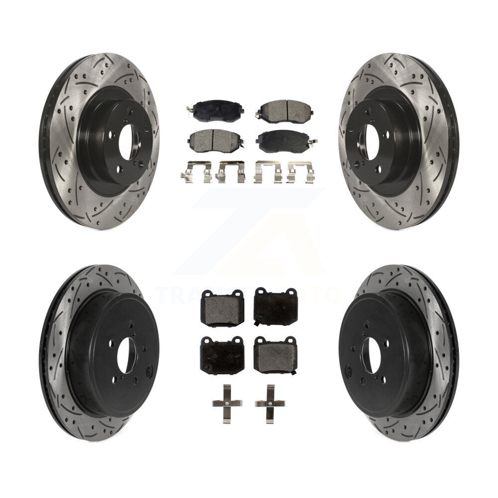 Front Rear Drill Slot Brake Rotor Ceramic Pad Kit For 17 Subaru BRZ Without Brembo Brakes KDT-101387