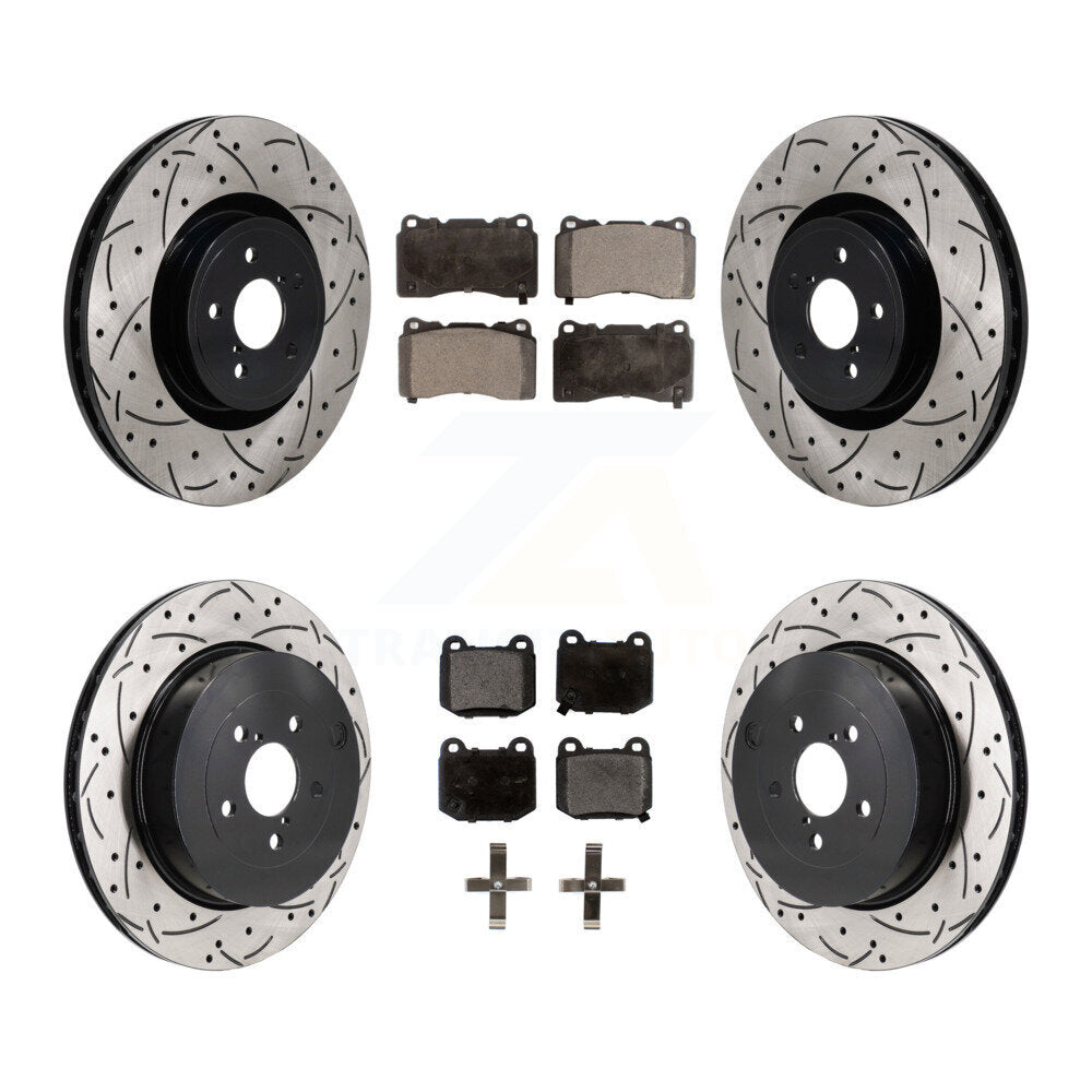 Front Rear Coated Drilled Slot Disc Brake Rotors Ceramic Pad Kit For Subaru BRZ Toyota 86 KDT-101388