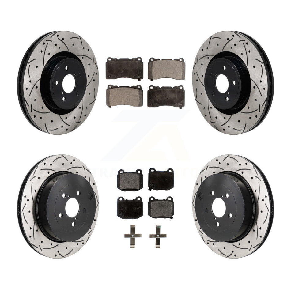 Front Rear Coated Drilled Slot Disc Brake Rotors Ceramic Pad Kit For Subaru BRZ Toyota 86 KDT-101388