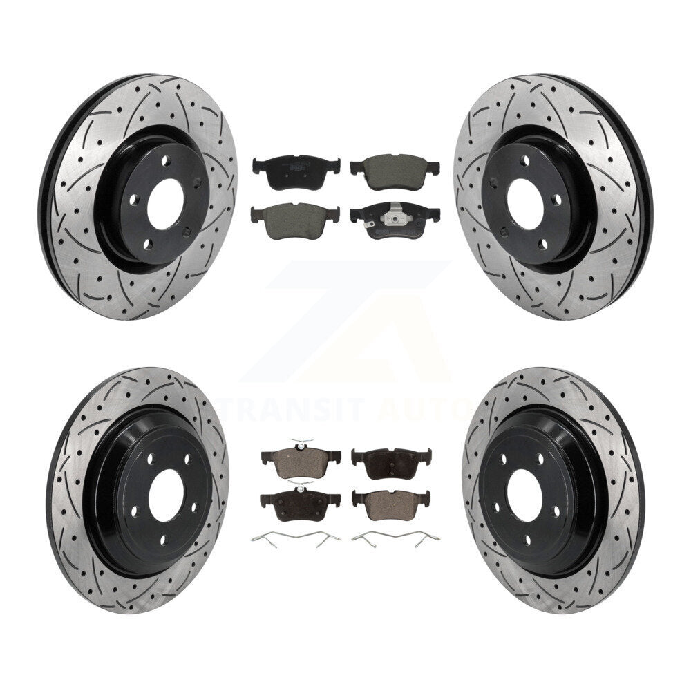Front Rear Drilled Slot Brake Rotors Ceramic Pad Kit For Ford Escape Bronco Sport Lincoln KDT-101392