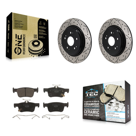 Rear Coated Drilled Slotted Disc Brake Rotors And Ceramic Pad Kit For 2019-2021 Acura RDX KDT-101409
