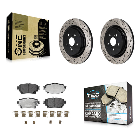 Rear Drill Slot Disc Brake Rotor Ceramic Pad Kit For Toyota Highlander Lexus RX350h RX350 KDT-101414