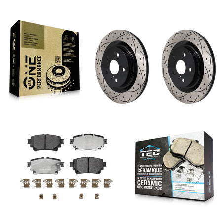 Rear Drilled Slot Brake Rotor & Ceramic Pad Kit For Toyota Sienna Lexus RAV4 Prime NX350h KDT-101415