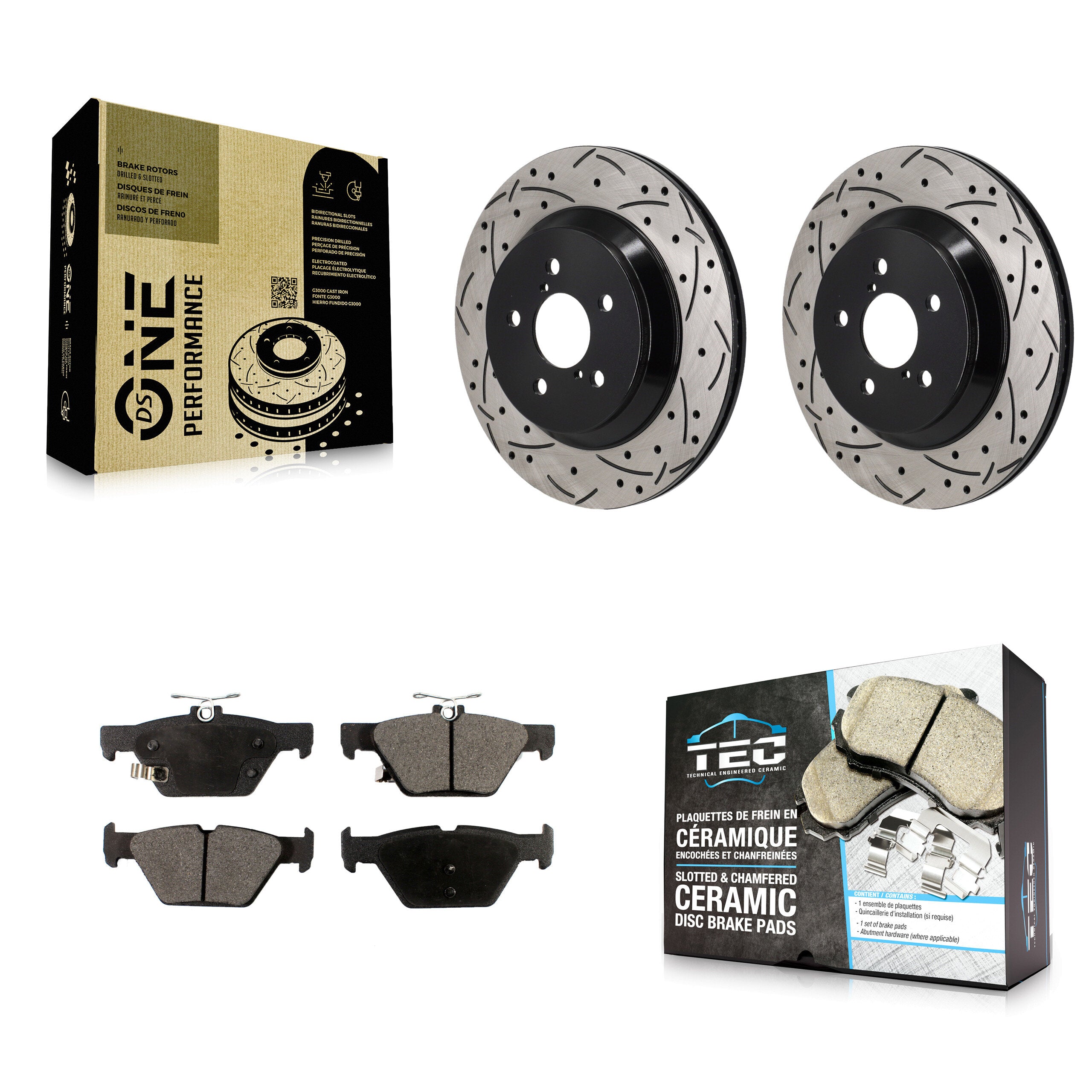 Rear Coated Drilled Slotted Disc Brake Rotors And Ceramic Pads Kit For Subaru Crosstrek KDT-101422