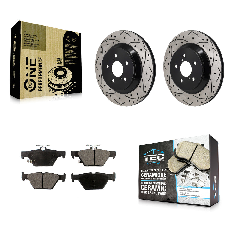 Rear Coated Drilled Slotted Disc Brake Rotors And Ceramic Pads Kit For Subaru Crosstrek KDT-101422