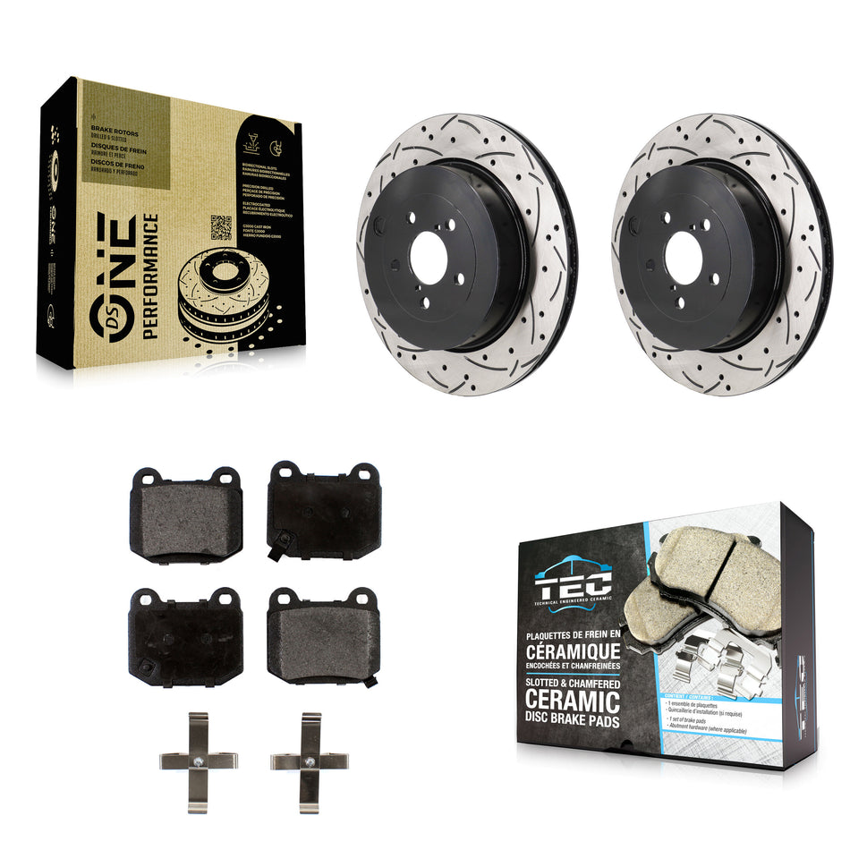 Rear Drilled Slot Brake Rotor Ceramic Pad Kit For Subaru BRZ Toyota 86 With Brembo Brakes KDT-101442