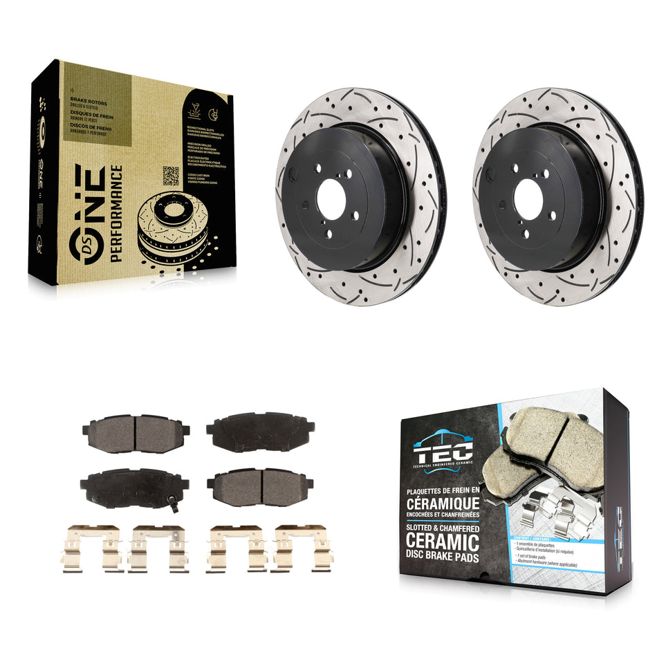 Rear Drilled Slot Brake Rotor Ceramic Pad Kit For Subaru BRZ Toyota 86 With Brembo Brakes KDT-101443