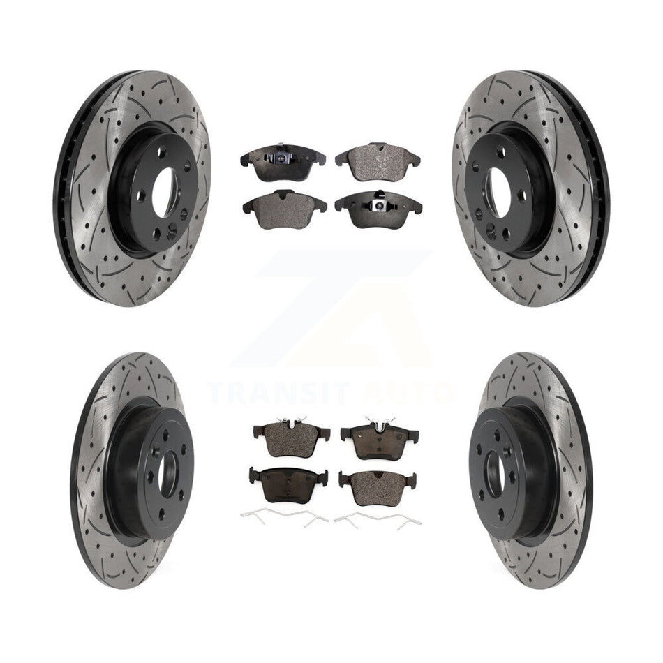 Front Rear Coated Drill Slot Disc Brake Rotor Ceramic Pad Kit For Land Rover Range Evoque KDT-101445