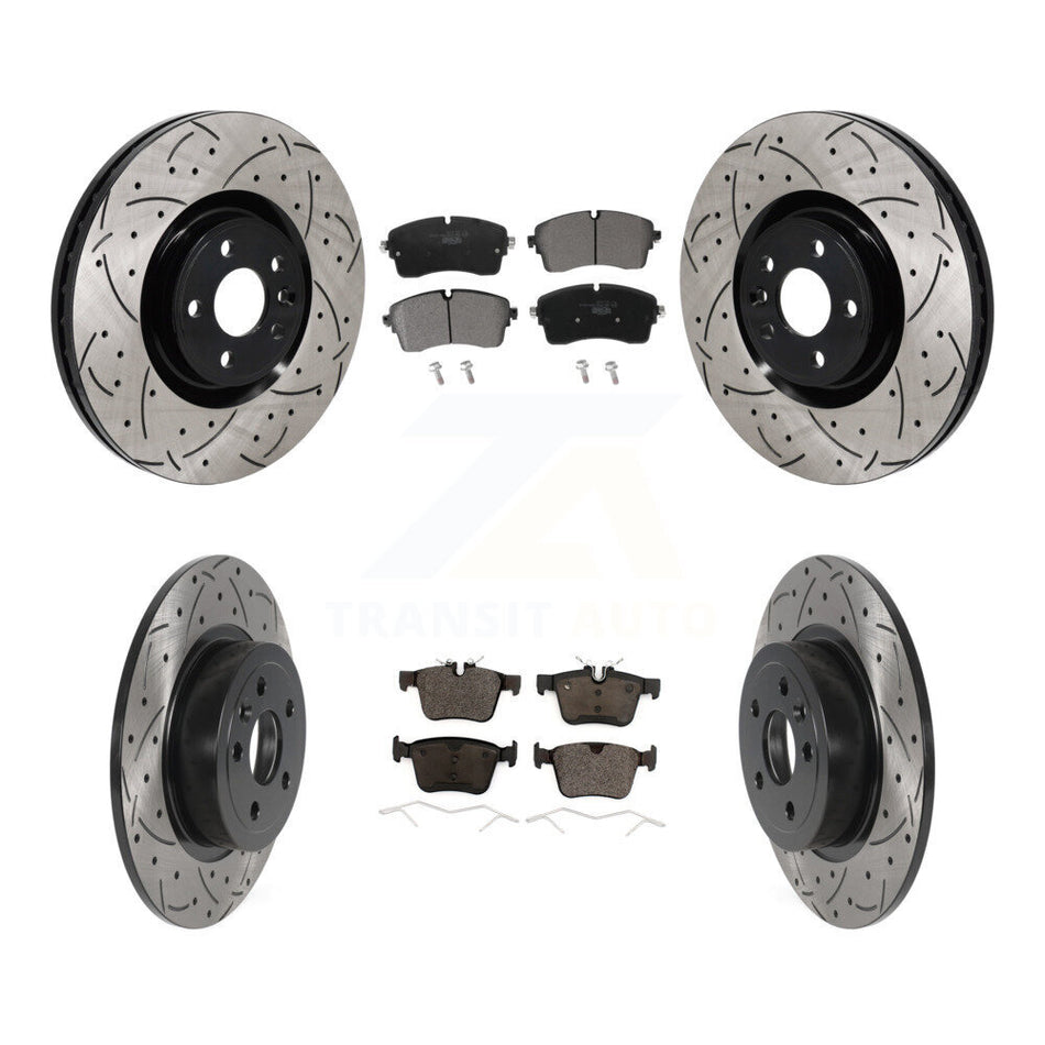 Front Rear Coated Drill Slot Disc Brake Rotor Ceramic Pad Kit For Land Rover Range Evoque KDT-101446