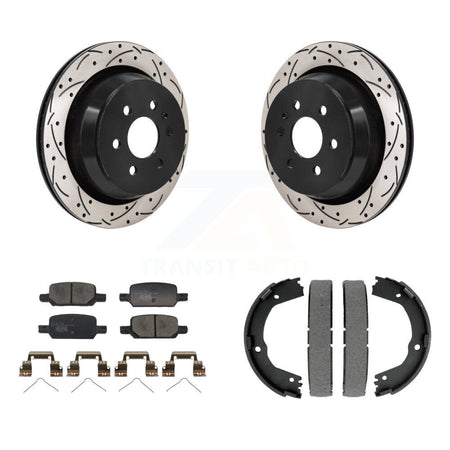 Rear Disc Drilled & Slotted Rotors Ceramic Pads Parking Shoes Kit For Chevrolet Colorado KDT-101488