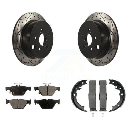 Rear Disc Drilled & Slotted Rotors Ceramic Pads Parking Shoes Kit For Subaru Crosstrek KDT-101538