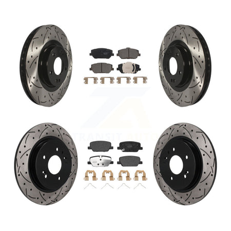 Front Rear Drilled Slot Disc Brake Rotor & Ceramic Pad Kit For 2019-2020 Hyundai Santa Fe KDT-101822