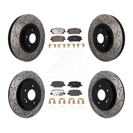 Front Rear Drill Slot Disc Brake Rotor Ceramic Pad Kit For Hyundai Palisade Kia Telluride KDT-101823
