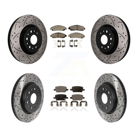 Front Rear Drill Slot Disc Brake Rotor Ceramic Pad Kit For Cadillac XT5 Buick Enclave XT6 KDT-101825