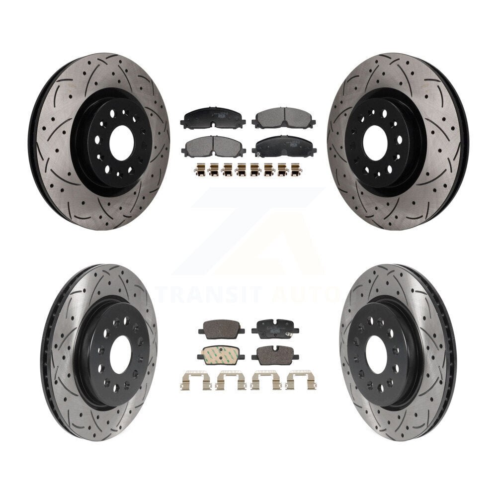 Front Rear Drill Slot Brake Rotor Ceramic Pad Kit For 2021 Cadillac XT5 Buick Enclave XT6 KDT-101826