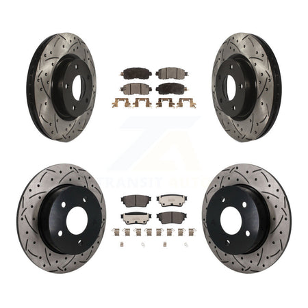 Front Rear Coated Drilled Slotted Disc Brake Rotors And Ceramic Pad Kit For Nissan Altima KDT-101827