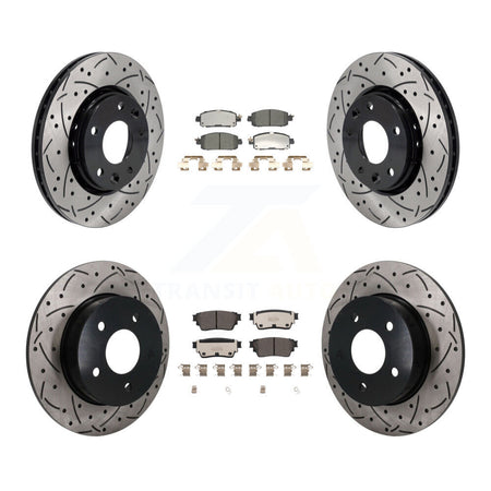 Front Rear Coated Drilled Slotted Disc Brake Rotors And Ceramic Pads Kit For Nissan Kicks KDT-101828