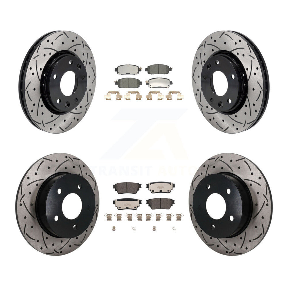 Front Rear Coated Drilled Slotted Disc Brake Rotors And Ceramic Pads Kit For Nissan Kicks KDT-101828