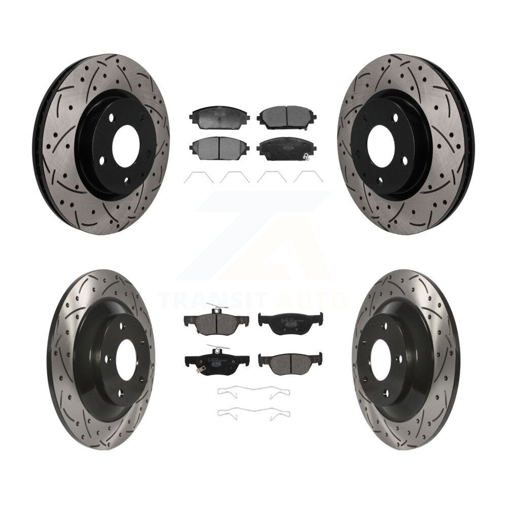 Front Rear Coated Drilled Slotted Disc Brake Rotors And Ceramic Pads Kit For Mazda CX-30 KDT-101831