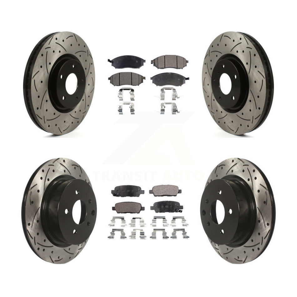 Front Rear Drill Slot Brake Rotors Ceramic Pad Kit For INFINITI G37 Without Brembo Brakes KDT-101833