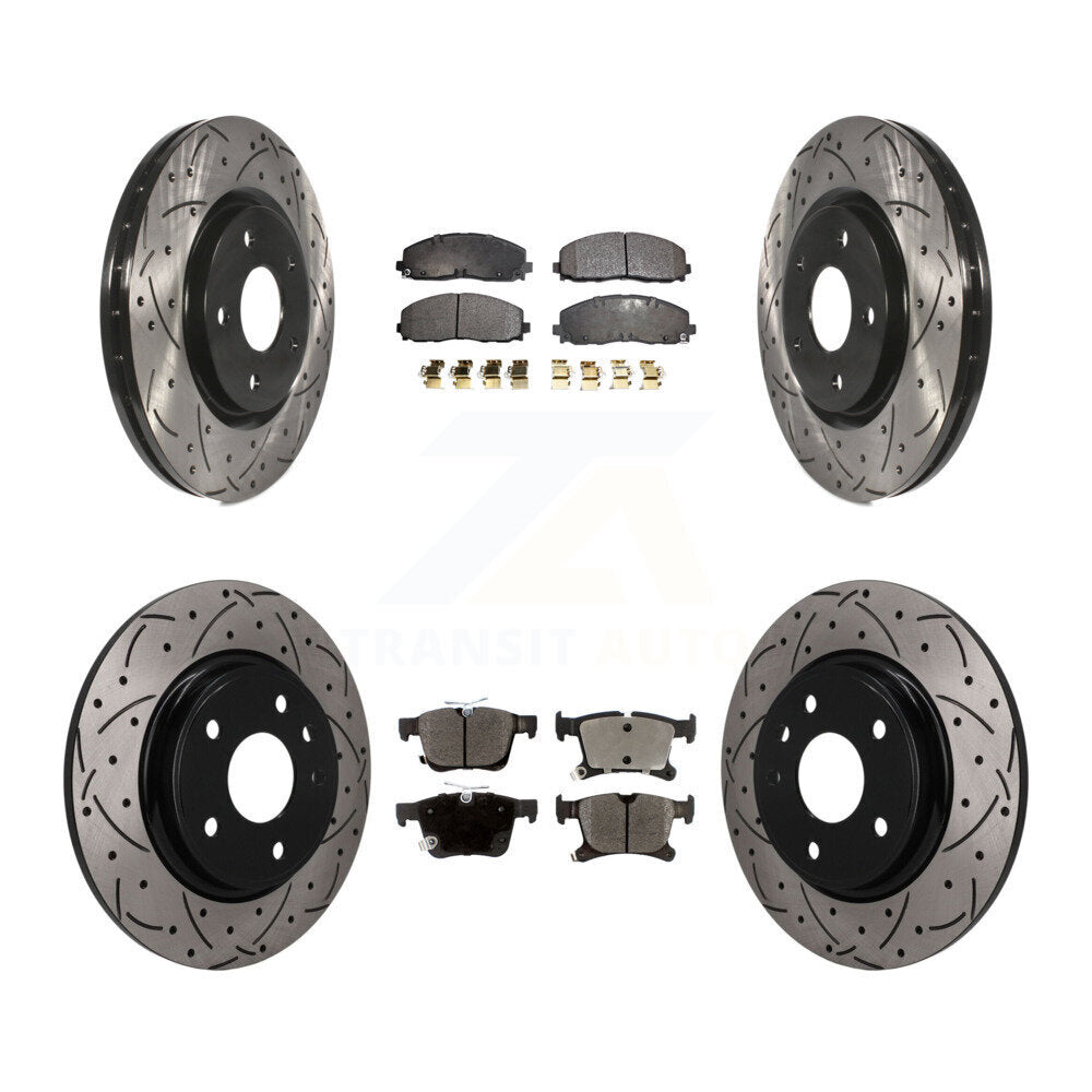 Front Rear Drilled Slot Brake Rotor & Ceramic Pad Kit For Chrysler Pacifica Grand Caravan KDT-101837