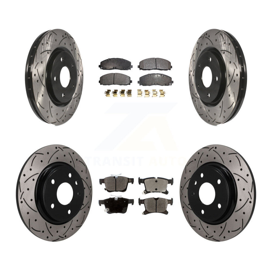 Front Rear Drilled Slot Brake Rotor & Ceramic Pad Kit For Chrysler Pacifica Grand Caravan KDT-101837