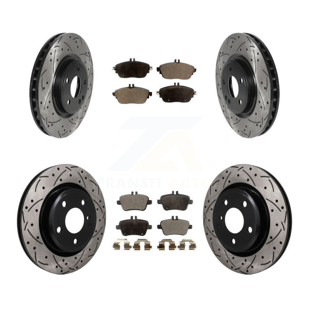 Front Rear Drilled Slot Brake Rotors Ceramic Pad Kit For Mercedes-Benz GLA250 CLA250 QX30 KDT-101841
