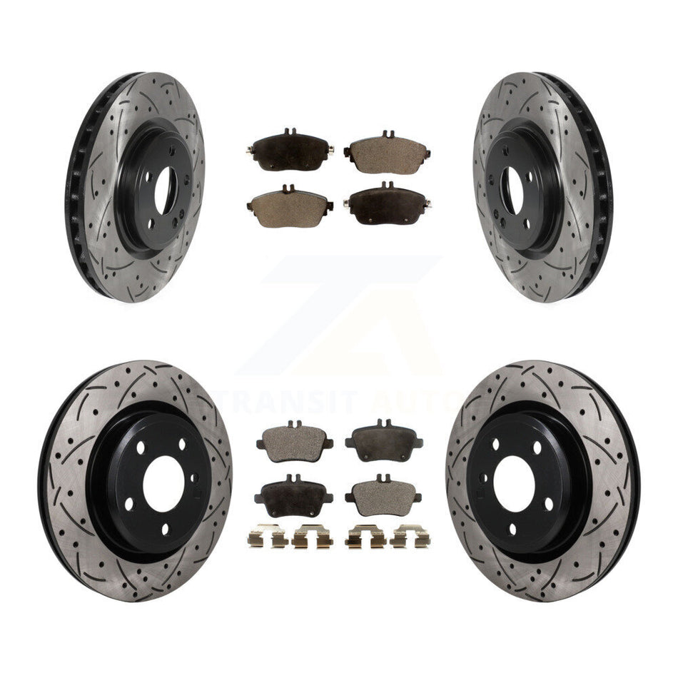 Front Rear Drilled Slot Brake Rotors Ceramic Pad Kit For Mercedes-Benz GLA250 CLA250 QX30 KDT-101841