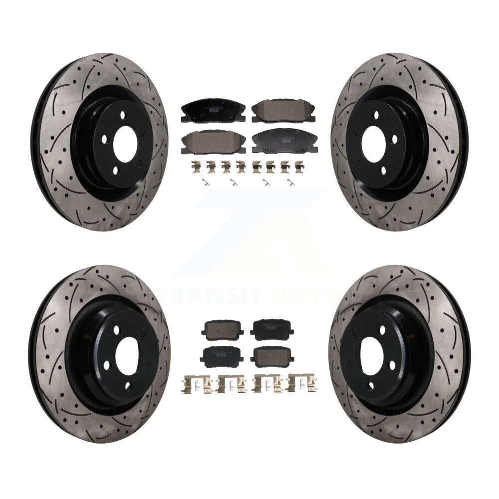 Front Rear Coated Drilled Slotted Disc Brake Rotors And Ceramic Pad Kit For Dodge Charger KDT-101843
