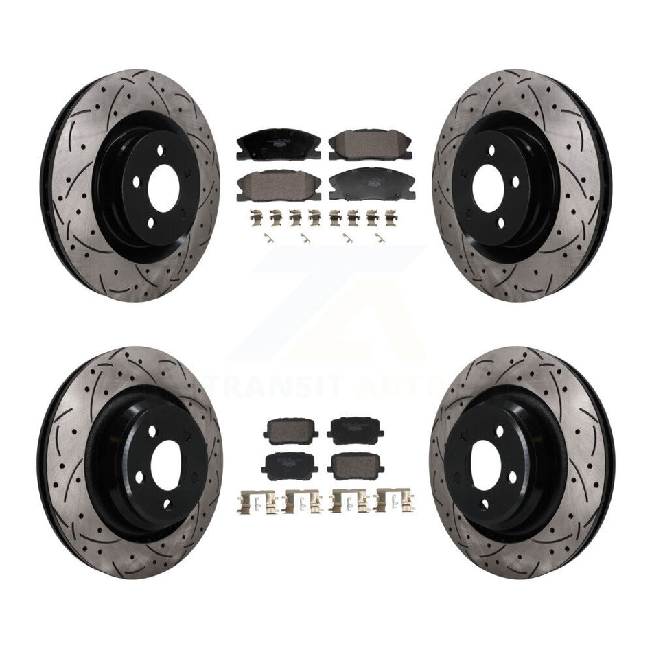 Front Rear Coated Drilled Slotted Disc Brake Rotors And Ceramic Pad Kit For Dodge Charger KDT-101843
